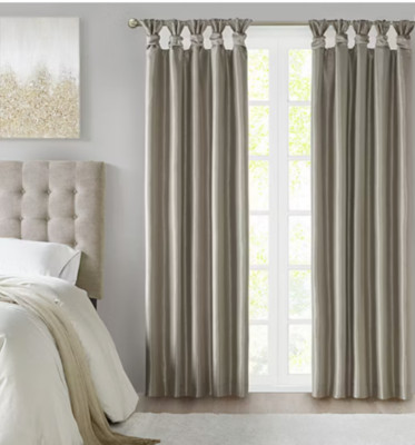 Madison Park Window Panel Curtain 50in W x 84in L Emilia Gray Twist Tab-image