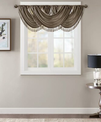 Madison Park Elena Waterfall Rod Pocket Faux-Silk Valance, 38