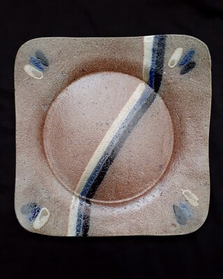 Stoneware Pottery Ceramic Platter, Artist Signed-image