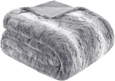 Madison Park Throw Blanket, Soft Faux Fur Blanket Plush 50x60