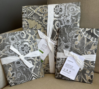 Pottery Barn Jacquelyn Medallion Sateen F/ QUEEN Duvet & 2 STANDARD Shams 350TC#-image