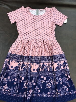 NEW LuLaRoe Large Pink/Blue 2 Print Dip Floral Ornate Leafs Unicorn 🦄 14/16 L-image