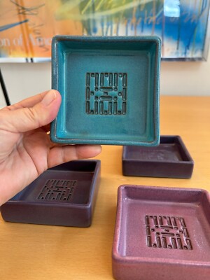 SET of 4 Condiment Snack Trays/Dishes Ceramic Pottery Studio Crafted Ramekins-image