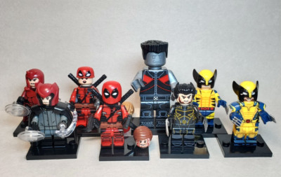 8 Custom Lego X-Men Superhero Minifigures Wolverine, Deadpool, Magneto, Colossus-image