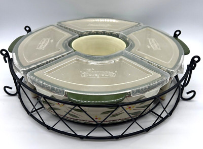 Temptations Old World Green 10pc Lazy Susan Centerpiece Dish Veggie Dip 713079-image