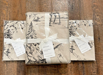 Pottery Barn RUSTIC FOREST Duvet Cover King California King & 2 Euro Shams NWT-image