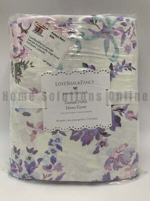 Pottery Barn Kids Love Shack Fancy Damask Ruffle Duvet Lavender Full Queen #N183-image