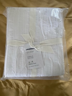 Pottery Barn Camille Duvet Cover, white F/Q-image