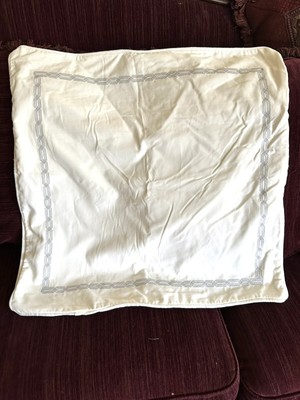 Madison Park Silver Embroidered White Buttons Velvet Texture Pillow Cover 26x26”-image