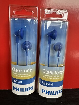 2 x Philips SHE 3010BL Earbuds-Earphones-Headphones Blue-image