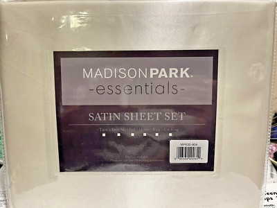 Madison Park Essentials Queen Size Satin Sheet Set 91519 Color Ivory-image