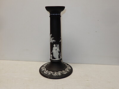 ANTIQUE WEDGWOOD LARGE BLACK JASPER DIP CANDLE STICK  CA. 1860-image