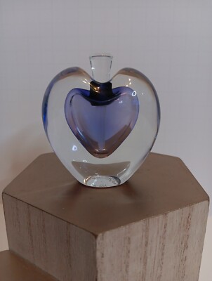 ZELLIQUE STUDIOS JOSEPH MOREL SIGNED HEART SHAPED PERFUME BOTTLE LAVENDER 1985-image