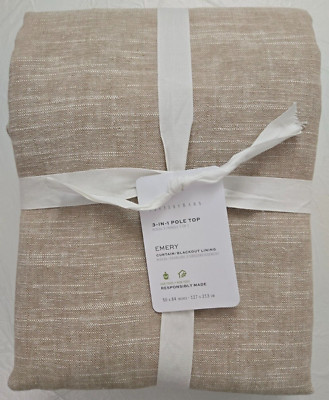 Pottery Barn 3-in-1 Pole Top Emery Blackout Lining 1-Curtain 50