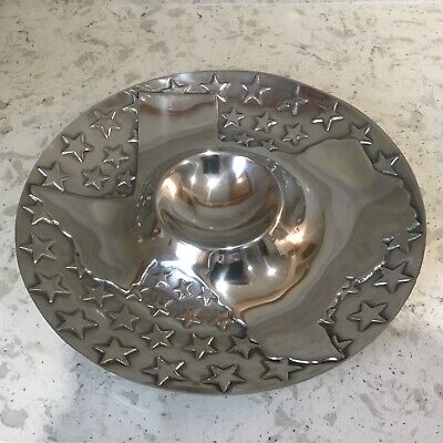 Wilton Pewter Texas & Stars CHIP & DIP Tray Serving Plater Large 15
