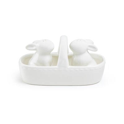 Potter's Studio Easter Bunny Basket Ceramic Salt and Pepper Shaker Set-image
