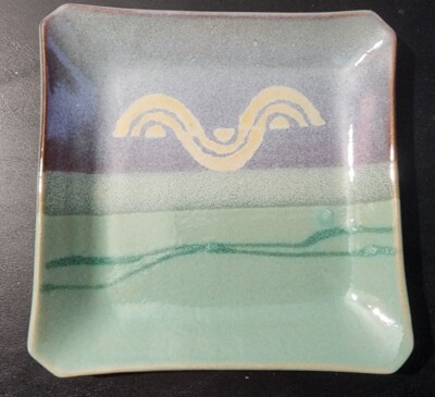 Frank DiGangi Studio Pottery Plate Artisan Glazed  Stoneware Handmade Cool Color-image