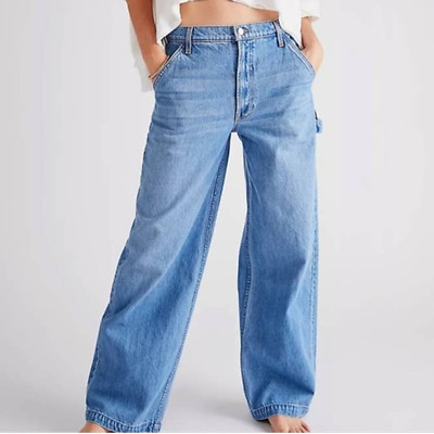Mother Snacks! NWT The Fun Dip Utility Puddle Jeans Size 32 High Rise 80s 90s-image