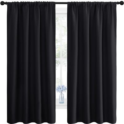 NICETOWN Halloween Black Blackout Curtain Blinds - Solid Thermal Insulated Wi...-image