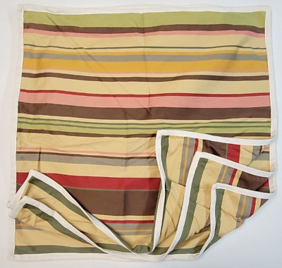 Pottery Barn Duncan Stripe Set of 3 EURO Pillow Shams Tan Gold Brown Green Red-image