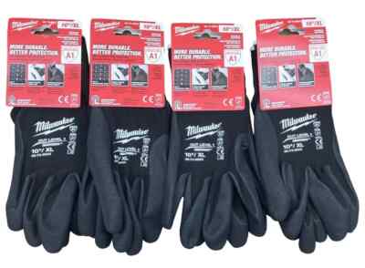 Milwaukee XL Black Nitrile Level 1 Cut Resistant Dipped Work Gloves - 4 Pairs-image