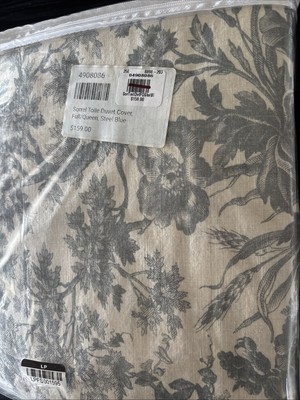 POTTERY BARN Sorrel Toile Duvet Cover-Full/Queen-Steel Blue-New-image