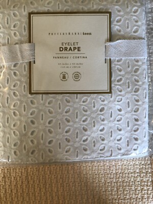Set/2 Pottery Barn 44 x 63 Eyelet Pole Top Drapes White Absolutely Gorgeous-image
