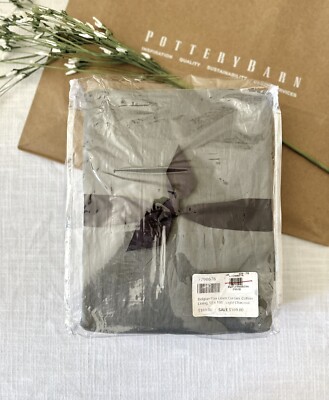 POTTERY BARN Belgian Linen Flax Curtain w/Lining - LIGHT CHARCOAL - 50” x 108”-image