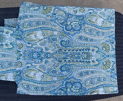 Pottery Barn Rosalie Blue Floral Paisley 100% Cotton QUEEN Duvet Cover Set 3pc-image