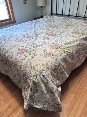 Pottery Barn MARLENA Reversible BLUE/cream king Duvet floral birds spring-image