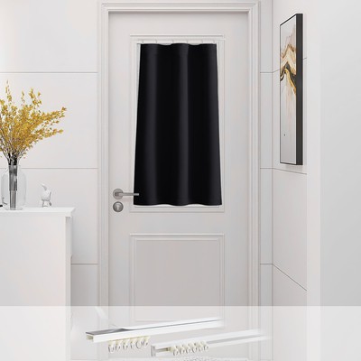 Black Blackout Door Window Curtain for RV Camper, Thermal Insulated French Fr...-image