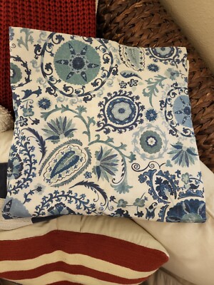 NEW Pottery Barn Adya Suzani Medallion EURO sham blue white-image