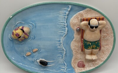 Vtg Lotus Platter Chip & Dip Bowl Swimming Pool Party Whimsical Server Trending-image