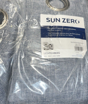 Sun Zero Lichtenberg Blackout Curtains, One Panel Pair 100x96 in Blue CC-PRT NAV-image