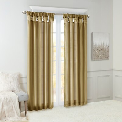 Madison Park Emilia Twist Tab Lined Window Curtain Panel Pack of 1 Window Drape-image