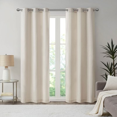 Basketweave Room Darkening Curtain Panel Pair(2 Pcs Window-image