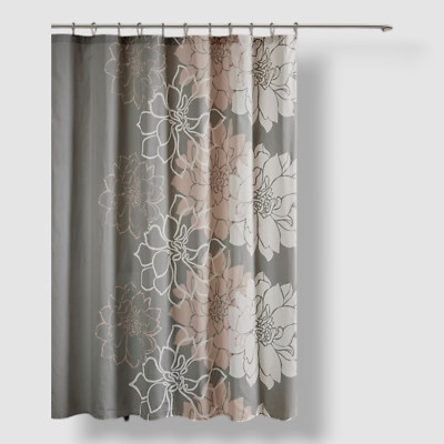 Madison Park Gray Lola Floral Shower Curtain Size 72