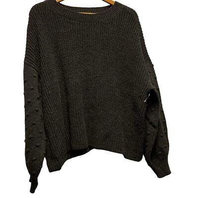Dip womens charcoal grey dot sleeves cropped large knit sweater size XL-image