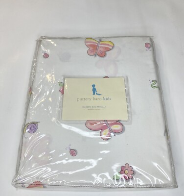 New Pottery Barn Kids Toddler Duvet Garden Bug Percale Butterflies Pink Girly-image