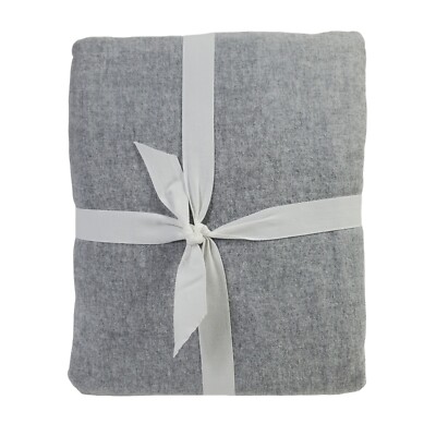 Pottery Barn Cozy Brushed Cotton Flannel Duvet Cover Full/Queen Gray NWOT-image