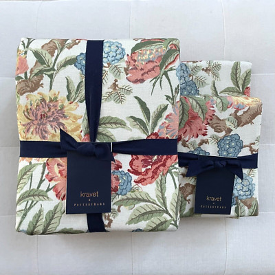 Pottery Barn KRAVET GARDEN FLORAL IKAT Duvet Full Queen & 2 Standard Shams NWT-image