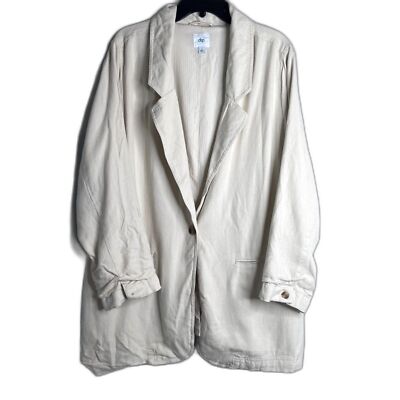 Dip Cream Color Linen Blend Oversized One Button Basic Layer Jacket Sz XL-image