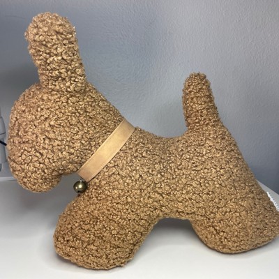 Pottery Barn Cozy Teddy Faux Fur Dog Pillow Brown Plush Terrier Curly Hair-image
