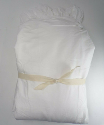 Pottery Barn Gauze Smocked Duvet Cover King White #6063-image