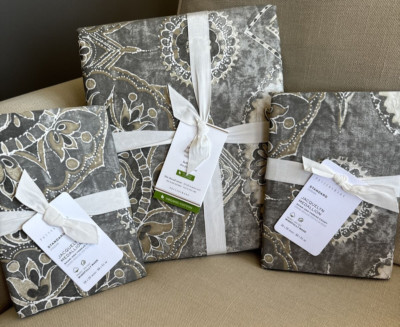 Pottery Barn Jacquelyn Medallion Sateen F/ QUEEN Duvet & 2 STANDARD Shams 350TC+-image