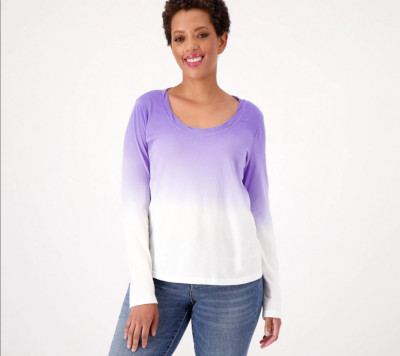 Candace Cameron Bure The Ocean Dipped Long-Sleeve Tee-Violet-XL A473684-image