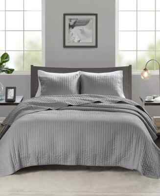 Madison Park Keaton Quilted  Full/Queen 3-Pc. Quilt Set, Grey-image