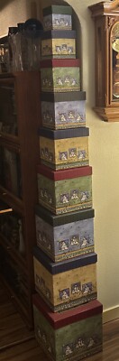 Set of 9 Silver Swan Studios Nesting/Stacking Christmas Snowman Shadow Boxes-image