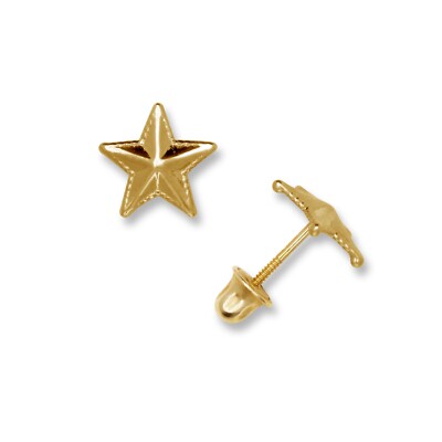 14K Yellow & White Gold Star Shape Screw back Stud Earrings for Women-image