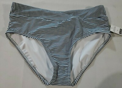 Dip~Higher waisted Bikini~NWT~Size Large~Green and White Striped -image
